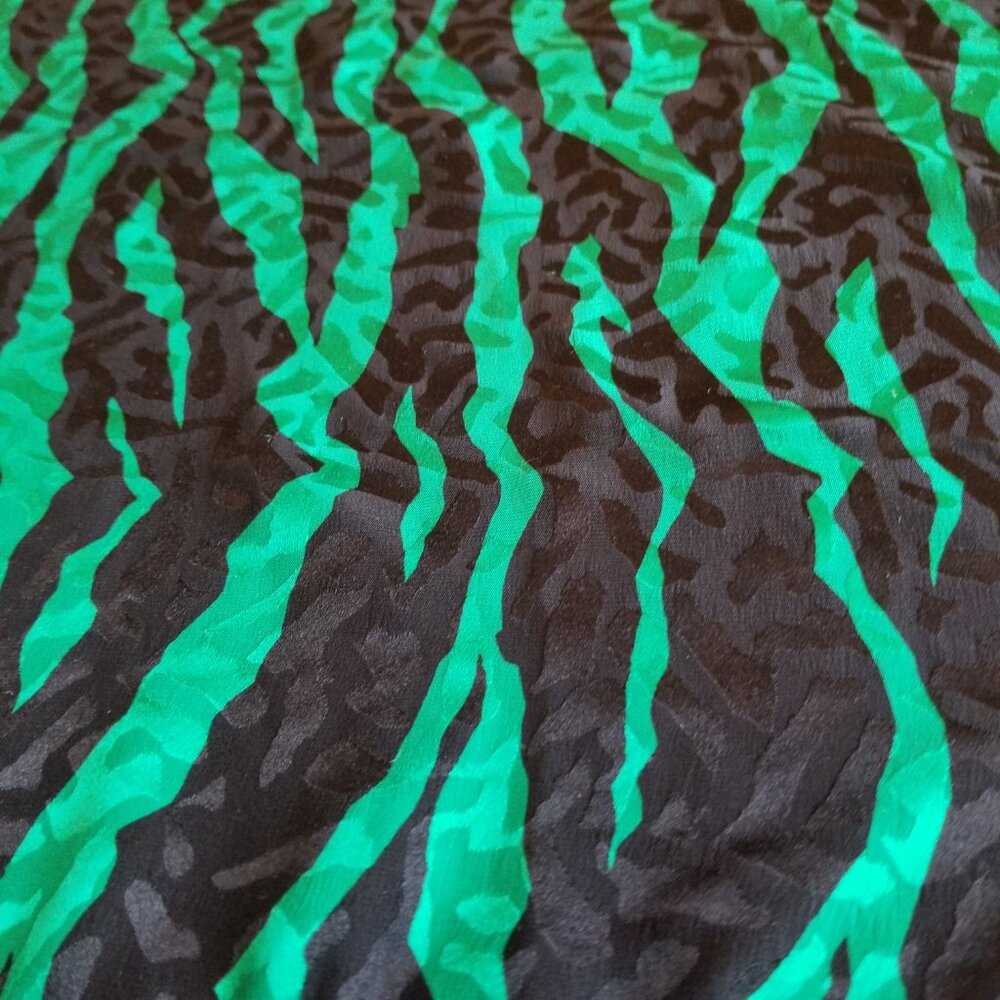 100% Silk Emerald Green and Black Scarf Wrap, Large 44" x 44"
